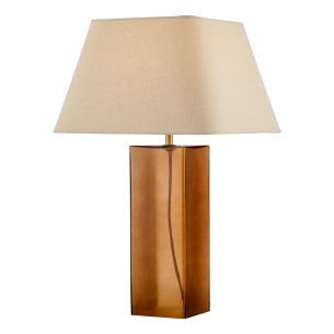 Izar Table Lamp Brown Glass and Antique Brass With Shade