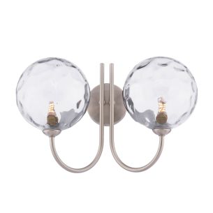 Jared 2 Light Wall Light Satin Nickel With Clear Dimpled Glass