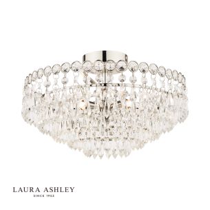 Laura Ashley Enid 5 Light Semi-Flush Faceted Glass and Polished Nickel
