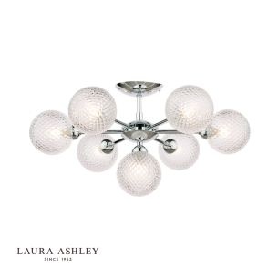 Laura Ashley Atherton 7lt Semi Flush Polished Chrome Glass 