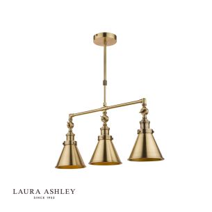 Laura Ashley Rufus 3 Light Bar Pendant Antique Brass