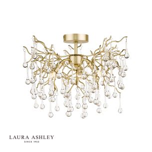 Laura Ashley Willow 3lt Semi Flush Satin Champagne Crystal 