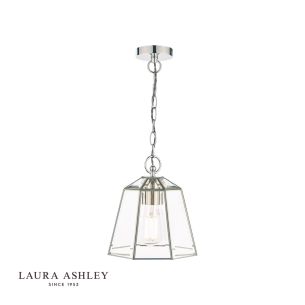 Laura Ashley Clayton Pendant Polished Silver Glass 