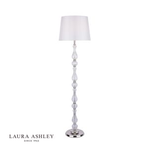 Laura Ashley Bradshaw Floor Lamp Polished Nickel and Ribbed Glass With Shade