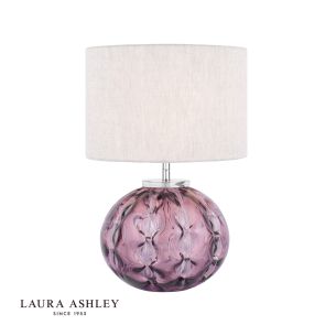 Laura Ashley Elderdale Table Lamp Pink Art Glass and Polished Chrome With Shade