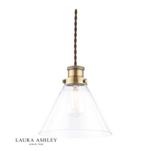 Laura Ashley Isaac Easy Fit Pendant Antique Brass and Glass