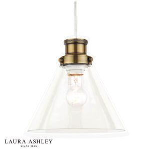 Laura Ashley Isaac Easy Fit Pendant Antique Brass and Glass