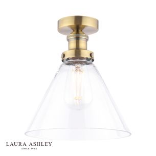 Laura Ashley Isaac Semi-Flush Antique Brass and Glass