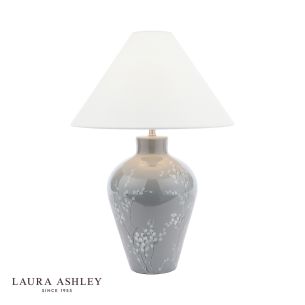 Laura Ashley Pussywillow Table Lamp Grey Ceramic and Polished Nickel With Shade