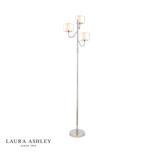 Laura Ashley Southwell 3 Light Floor Lamp Polished Nickel and Opal Glass