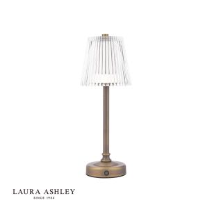 Laura Ashley Callaghan Rechargeable Table Lamp Matt Antique Brass and Ribbed Glass LED
