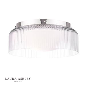 Laura Ashley Charissa Bathroom Ceiling Light Polished Chrome and Ribbed Glass IP44