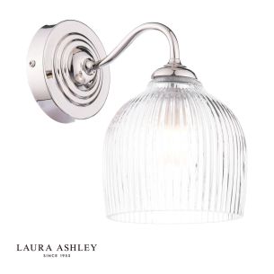 Laura Ashley Charissa Bathroom Wall Light Polished Chrome and Ribbed Glass IP44