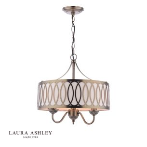 Laura Ashley Allerford 3 Light Pendant Satin Bronze and Taupe