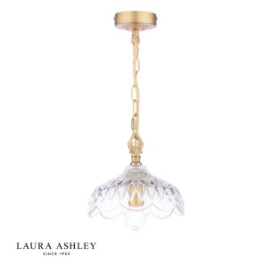 Laura Ashley Eversden Pendant Antique Brass and Crystal
