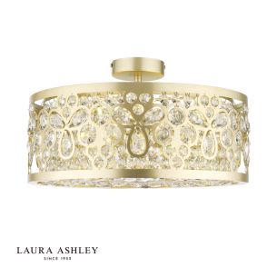 Laura Ashley Tilbrook 4 Light Flush Matt Champagne and Crystal