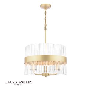 Laura Ashley Alexa 3 Light Pendant Glass and Matt Antique Brass