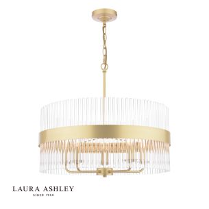 Laura Ashley Alexa 5 Light Pendant Glass and Matt Antique Brass