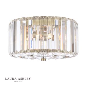 Laura Ashley Fernhurst Small 3 Light Flush Crystal and Antique Brass