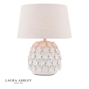 Laura Ashley Ingham Table Lamp White Ceramic and Brushed Silver With Shade