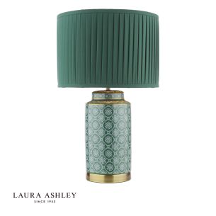 Laura Ashley Knipton Table Lamp Green Ceramic and Antique Brass With Shade