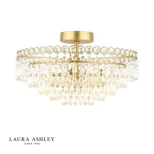 Laura Ashley Enid 5 Light Semi-Flush Faceted Glass and Matt Antique Brass