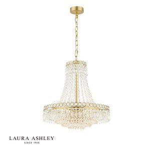Laura Ashley Enid 5 Light Chandelier Faceted Glass and Matt Antique Brass