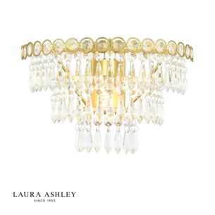 Laura Ashley Enid Wall Light Faceted Glass and Matt Antique Brass