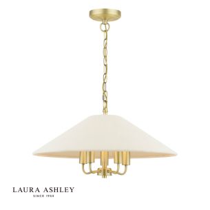 Laura Ashley Harland 5 Light Pendant Matt Antique Brass With Shade