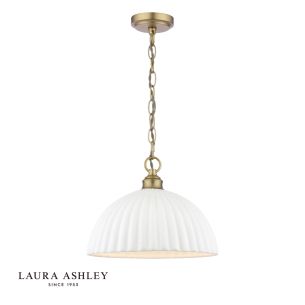 Laura Ashley Durford Large Pendant Matt Antique Brass and White