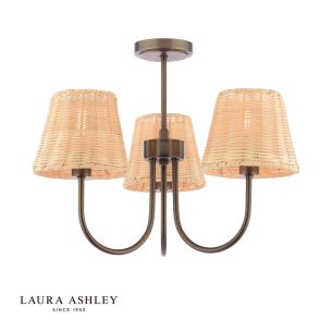 Laura Ashley Hasfield 3 Light Semi-Flush Satin Bronze With Shade