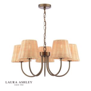 Laura Ashley Hasfield 5 Light Pendant Satin Bronze With Shade