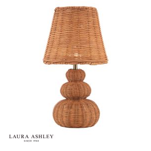 Laura Ashley Hasfield Rechargeable Table Lamp Natural Rattan With Shade LED