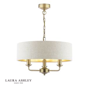 Laura Ashley Sorrento 3 Light Shadelier Matt Antique Brass With Natural Shade