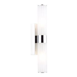 Lars 2 Light Bathroom Wall Light Polished Chrome and White Frosted Acrylic IP44