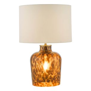 Leandra Table Lamp Amber Glass With Shade