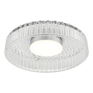 Leena Flush Polished Chrome and Ribbed Glass LED