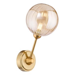 Liora Wall Light Antique Gold and Amber Ribbed Glass