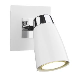 Loft Single Wall Spotlight Matt White Polished Chrome