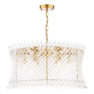 Loire 6 Light Pendant Natural Brass and Glass