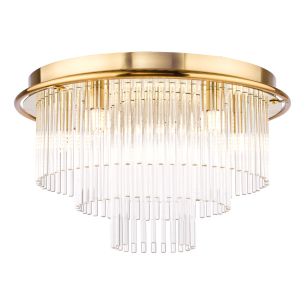Lukas 6 Light Flush Antique Gold and Glass