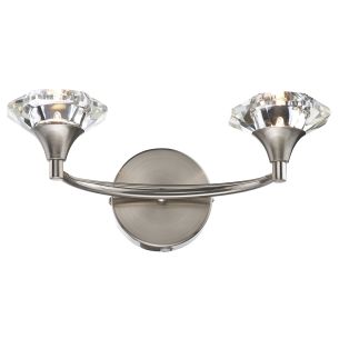 Luther 2 Light Wall Light Satin Chrome Crystal 