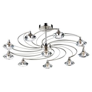 Luther 10 Light Semi Flush Satin Chrome Crystal