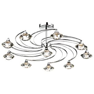 Luther 10 Light Semi Flush Polished Chrome Crystal