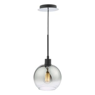 Lycia Single Pendant Matt Black Ombre Smoked Glass