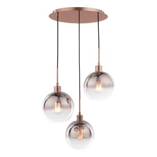 Lycia 3 Light Cluster Pendant Satin Bronze and Bronze Ombre Glass