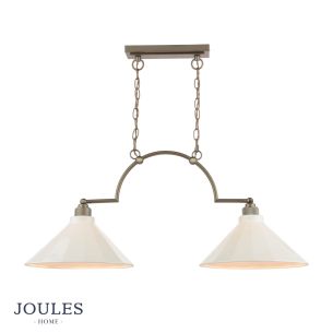 Joules Lynton 2 Light Pendant Satin Bronze and Cream Ceramic
