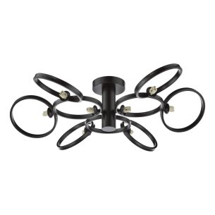 Lynette 9 Light Semi-Flush Satin Black Fitting Only