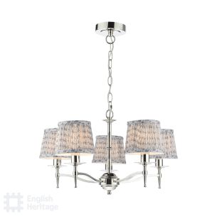 Marble Hill 5 Light Armed Pendant Polished Nickel With Shade