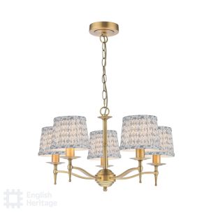 Marble Hill 5 Light Armed Pendant Aged Brass With Shade